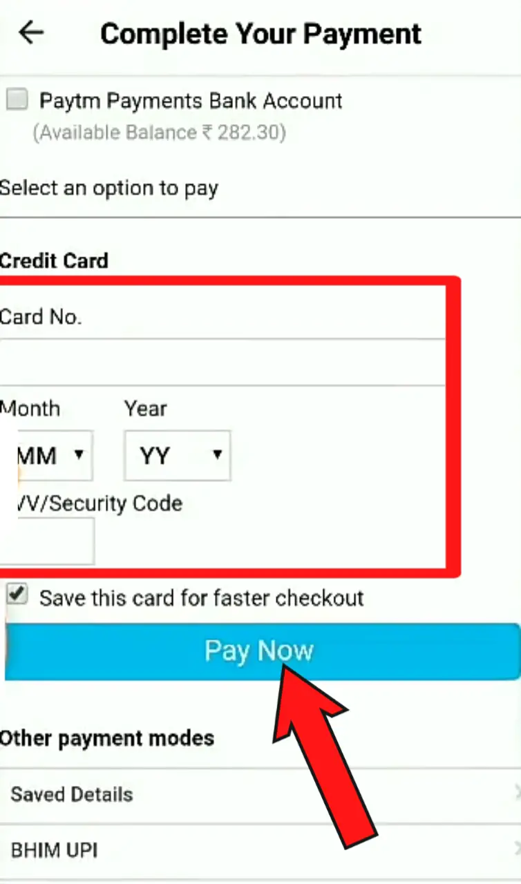 How to add money from credit card to PayTM 5 Steps